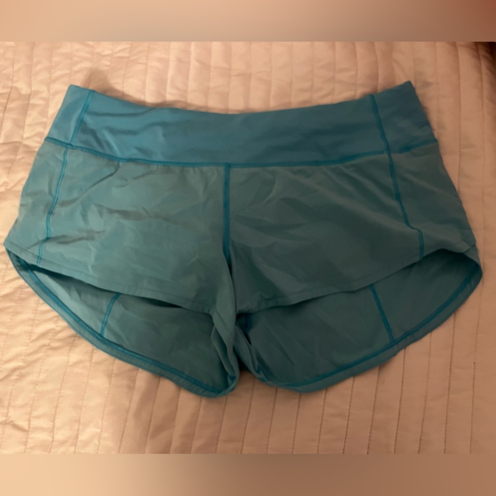 lululemon speed up low rise 2.5” size 6 electric turquoise